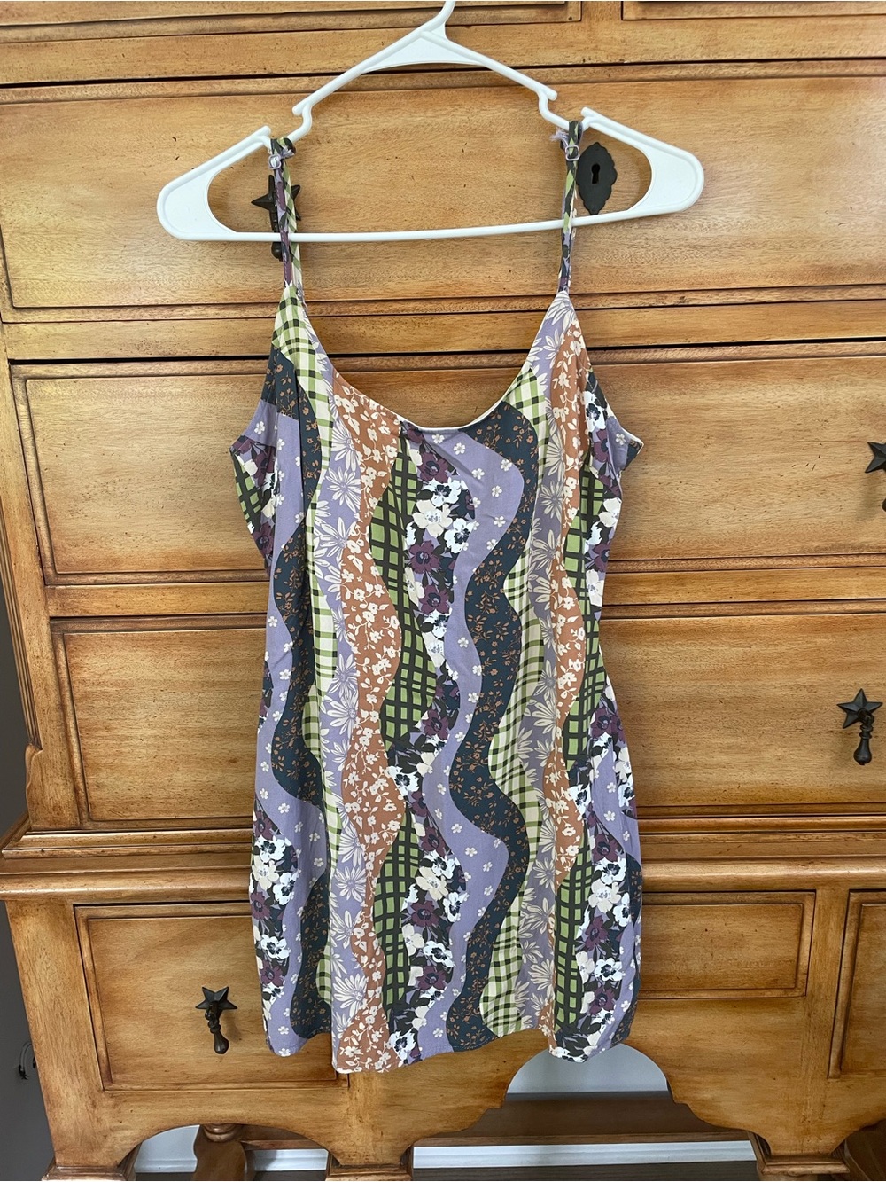 L.A. Hearts PacSun Fun Pattern Slip Dress - Green, Lavender, Rust